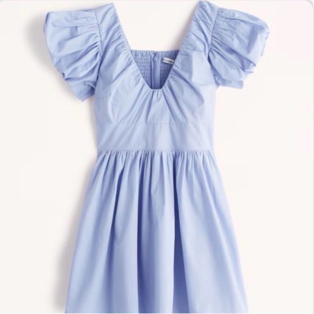 Abercrombie & Fitch Blue Puff Sleeve Dress Medium Tall
